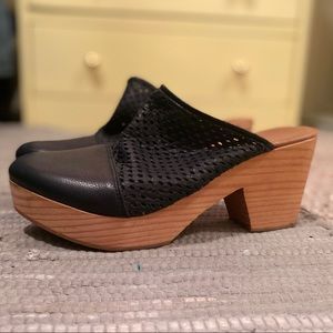Free People Wooden and Leather Clogs